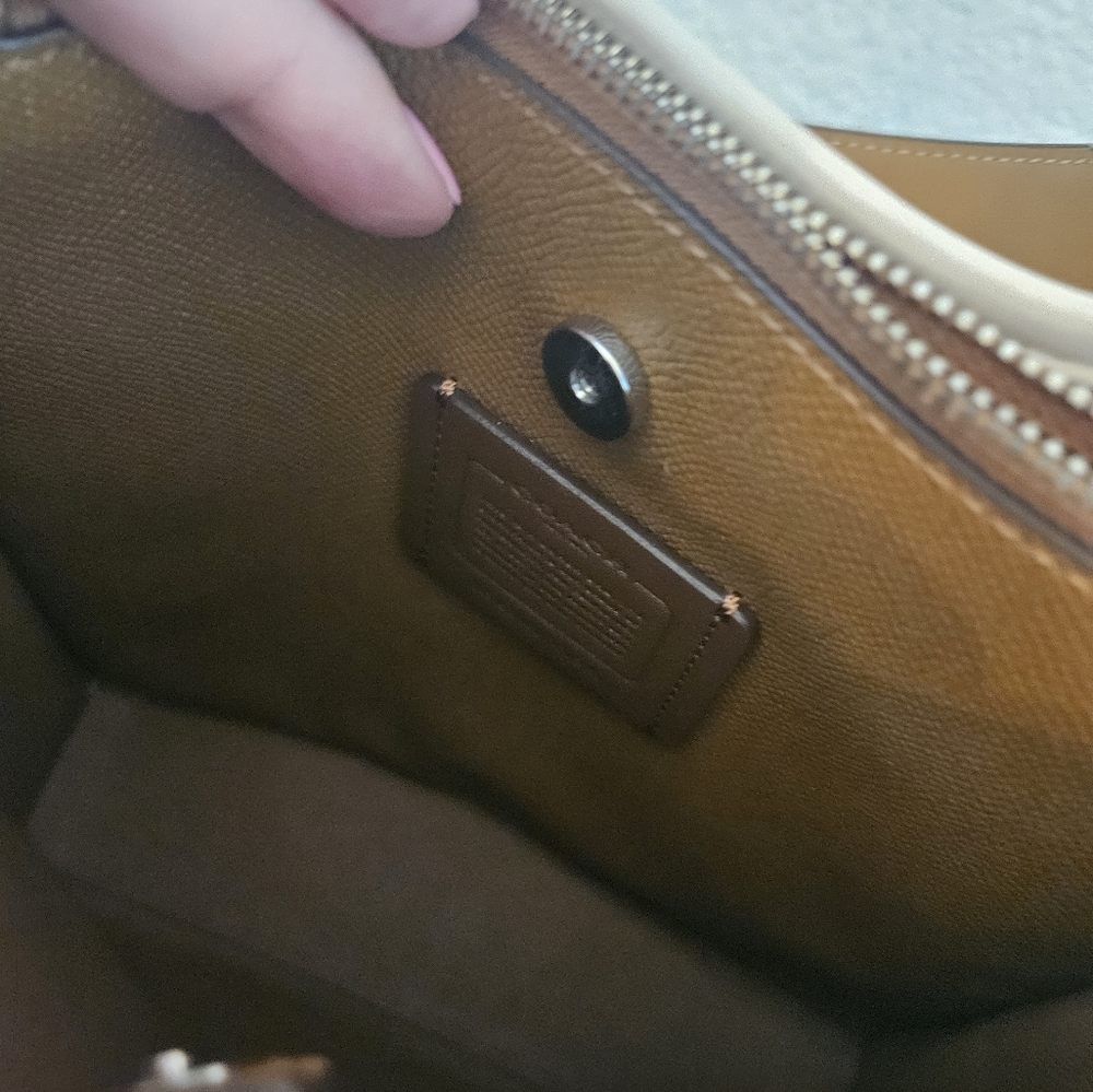 Coach Millie Floral Embroidered Straw Bag - Tan and White - Picture 4 of 9